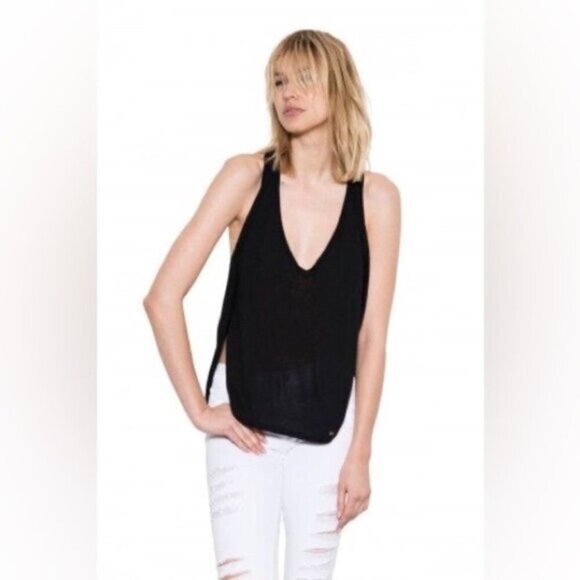 Anthropologie One Grey Day Orion Knit Tank Top Racerback V-neck Cream Size XS - Picture 5 of 16